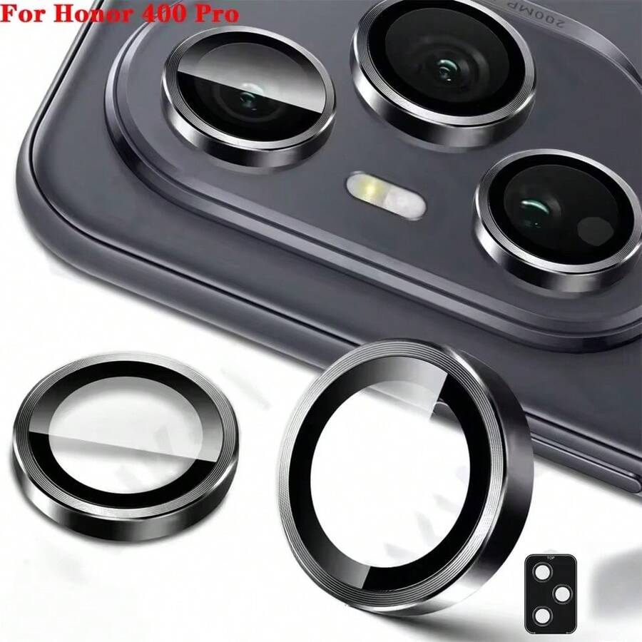 1pc Camera Lens Protector Ring For Honor 400 Pro 5G/Honor 400 Lite/Honor 400/600 Lite, 3D Metal Lens Tempered Glass Protective Film, Rear Camera Lens Cover, Phone Camera Protector, Black/Silver/Colorful