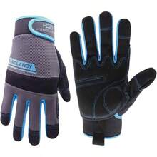 - Guantes de trabajo con agarre para hombre y mujer, guantes de  para jardn y uso general, flexibles y compatibles con pantallas tctiles, guantes de mecnico - S (Paquete de 1) + Gris - Ver 2