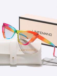 Kính mắt mèo trang trí LINFEMAND phối màu cầu vồng, viền retro tương phản đầy màu sắc, phù hợp cho kỳ nghỉ, phong cách đường phố, đeo hàng ngày, phụ kiện cần thiết, quà tặng ngày lễ. - Nhiều màu - Xem 1