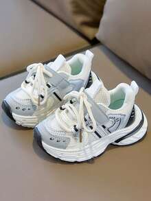 1 Pair Kids Sports Shoes, Breathable Mesh, Soft, Non-Slip, Casual Sneakers, Boys/Girls, Suitable For Outdoor, Running, Spring/Autumn - Beige - View 5