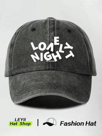 1pc Adjustable "LOVELY NIGHT" Letter Print Solid Color Unisex Casual Sun Hat, Versatile For Outdoor Sports, All Seasons