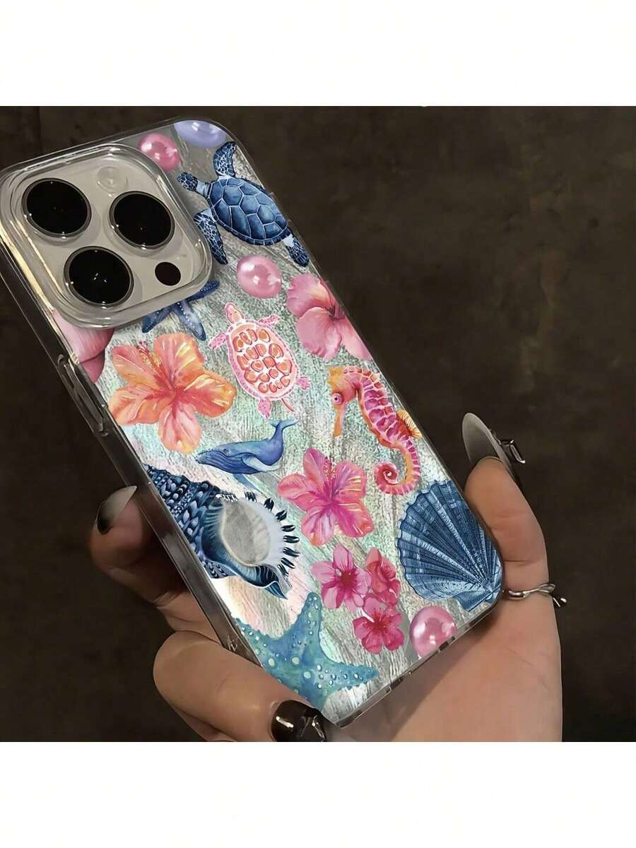 [Funda de Teléfono de Vida Marina] Funda Transparente de Vida Marina para iPhone 16, 16 Pro, 16 Pro Max, 15, 14, 13, 11 |   Diseño elegante y sofisticado |   Adecuado para hombres y mujeres - Blanco - Ver 1