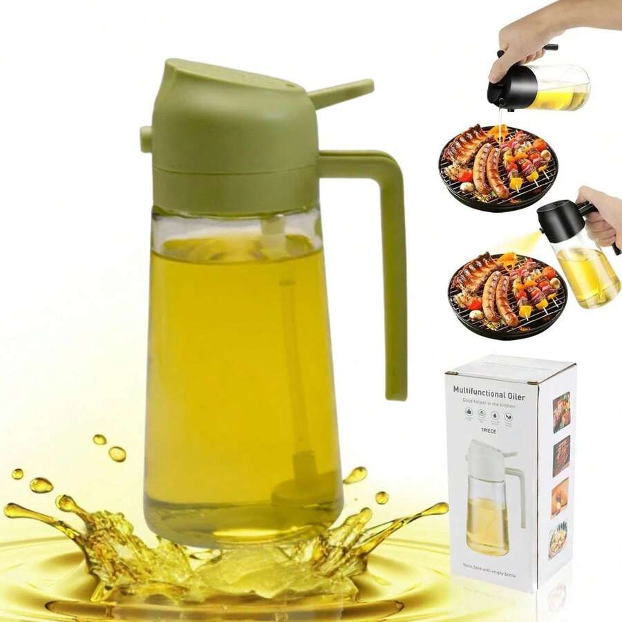 Dispensador Y Pulverizador De Aceite De Cocina Botella De Vidrio 2 En 1 De 470 Ml Para Cocinar