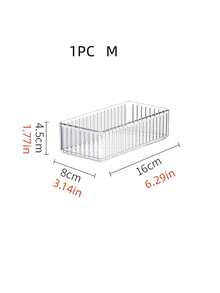 1个/4个/5个/套透明化妆品收纳盒，透明抽屉分隔收纳盒，适用于化妆品、化妆刷、香水、指甲油、护肤品及其他配件 - 波浪紋透明色 - 查看 15