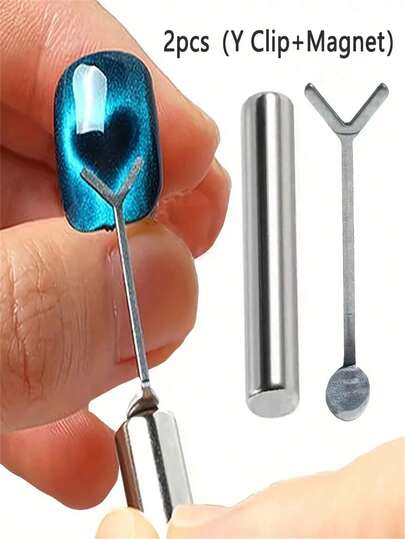Double-Headed Magnetic Heart And Arrow Nail Art Tool - Cat Eye Glitter Design, DIY Manicure & Pedicure Use, Precision Fine Nail Art, Salon-Level Decoration, Metallic Texture