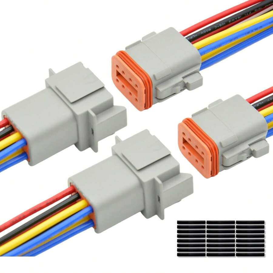 EstiloJuego De 2 Conectores EléCtricos DT Deustch De 8 Pines, Impermeables, Con Cables De 16AWG -40 ℃ -105 ℃ , 600V Y Conectores De Tubos TermorretráCtiles Para Coche, CamióN, BarcoVersióN Mejorada
