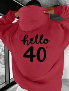 Sudadera con capucha de patrón de corazón para el 40º cumpleaños para hombres - Sudadera casual roja, ajuste holgado con bolsillos, lavable aáquina para uso al aire libre en otoño e invierno, sudadera de tela no elástica - Negro - Ver 7