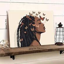 1 pieza de decoración de sala de estar enmarcada en varios tamaños, arte de pared en lienzo de estilo vintage con marco de madera - Mujer afroamericana, lista para colgar, decoración del hogar, decoración de dormitorio, decoración, brinda diversión de apreciación artística diferente - Multicolor - Ver 3
