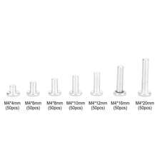 Remaches sólidos, 350 piezas de aluminio de cabeza plana M4 4 mm 6 mm 8 mm 10 mm 12 mm 16 mm 20 mm Kit surtido de remaches sólidos, con caja de plástico - 1 - Ver 3