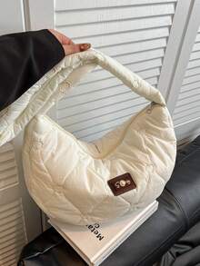 الجاكيت المبطن بالقطن ذو الكتف الواحد هو موضة جديدة، له سعة كبيرة، كاجوال وخفيف الوزن، ومناسب للتنقل. يتميز بتصميم حقيبة الدمبلينج البسيطة - متعدد الألوان - مشاهدة 1