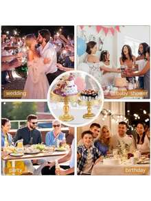 3 Packs Round Gold Cake Stand, Dessert Table Display Set, Candy Fruite Cupcake Pastry Plate For Wedding, Birthday, Company Party Celebration - Vàng - Xem 6