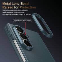 Galaxy Z Fold4/5/6/7 智能侧键真皮手机壳（内置屏幕保护膜+铰链保护），智能侧键无需App即可快速访问，前盖配备9H钢化玻璃屏幕保护膜，全铰链保护和独立金属镜头环，可自定义按键功能 - 綠色 - 查看 6