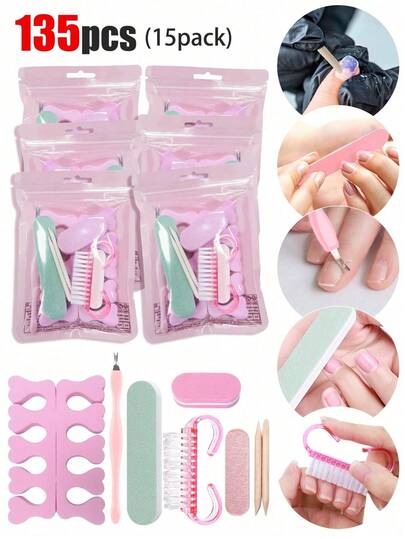 135pcs Nail Art Tool Kit, Mini Nail File, Buffing Pad And Stick- Odorless For DIY Jewelry Polishing And Nail Care,Acrylic Nail Brush, Soft Nail Art Manicure Pedicure Brush For Remove Dust Cleaning, Christmas, Winter, Pink, Graduation, Birthday, Holiday, Summer, Autumn, Autumn, Valentine's Day Gifts, Christmas Gifts, Friends' Gifts, Women's Gifts