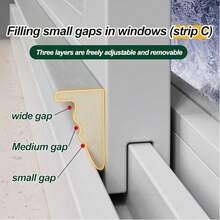 3条装窗户密封条，隔音窗户密封条，密封胶带，缝隙填充剂，聚氨酯泡沫密封条，灰白色 - 1套(三件套裝) - 查看 4