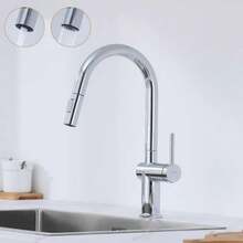 Grifo de Cocina Monomando Moderno y Elegante Rociador Extraíble - Plateado - Ver 8