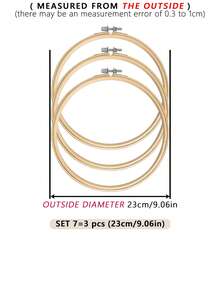 3pcs Beige Bamboo Material DIY Hand Embroidery Hoops, Embroidery Stretcher, Embroidery Frame, Dreamcatcher Wind Chime Hanging Ring Accessories, Can Be Used As Home Decor, Wind Chime Decor, Outdoor Lawn Wedding Hanging Decor, Wall Hanging Decor, Halloween & Christmas Decor, Phone, Key Chain, Bag, Clothing Hanging Decor, Desk, Bedside Decor, Car Interior Hanging Decor, Etc.