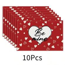 1 pieza Mantel individual con diseño de corazón, mantel de mesa de comedor, decoración navideña, mantel para desayuno, accesorio de cocina, mantel individual fácil de limpiar, adecuado para el hogar, restaurante, decoración de cocina y comedor - Multicolor - Ver 17