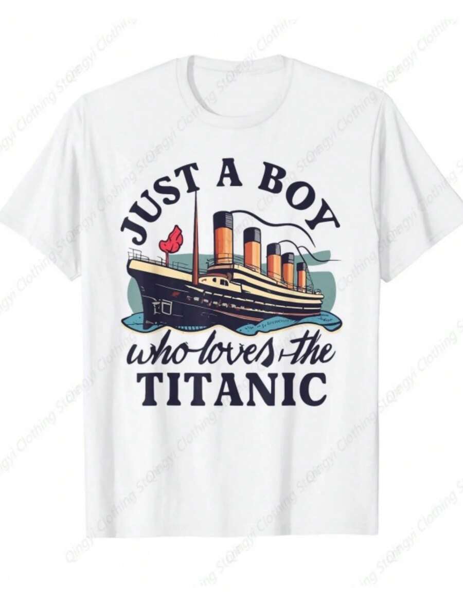 Just A Boy Who Loves TitanicTitanic Classic Ship Lover T-Shirt - White - View 1