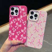Schmetterlingsknotenmuster,  11/12/13/14/15/17/Air/Pro/Plus/Pro Max und einfaches, stilvolles Handyhülle. Geschenke für Freunde, Valentinstagsgeschenke - Heißes Pink - Übersicht 6