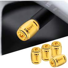 Tapones de válvula, aleación de zinc, antirrobo, neumáticos deportivos, tapas de válvula a prueba de polvo, cubiertas de válvulas impermeables para neumáticos de coche - Negro (4 unidades) - Ver 4