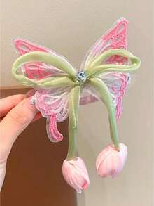 1/2pcs Kids Cute Simple Fashion Cartoon Bow Low Ponytail Bangs Hair Clips, Versatile Elegant Gentle Hair Accessories For Girls - Multicolor - View 4