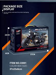 3D摩托车拼图积木玩具车，组装式跑车模型，儿童玩具，男孩生日/节日礼物 - 黑色 - 查看 8