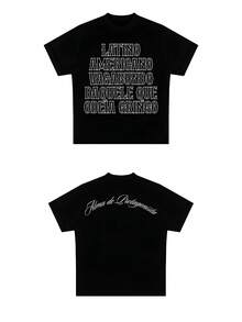 Oversized Latinoamericano Streetwear T-Shirt, 100% Cotton - màu đen - Xem 1
