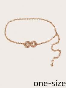 1PC Women's Plus-Size Light Luxury Premium Circular-Link WaistChainFashionableandversatile,WithmultiplesizesavailableSuitable For Weddings, Gatherings, And As A Holiday Gift - Gold Round Buckle - View 12