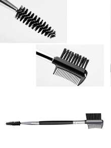 3件套眉刷睫毛梳分离器3头睫毛塑形眉刷双梳双头化妆修容工具女士化妆品分离塑形眉毛（黑色） - 黑色 - 查看 3