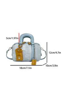 2024新款波士顿手提包女款，新款流行蓝色高品质手提包枕头包时尚包，情人节礼物。 - 藍色 - 查看 7