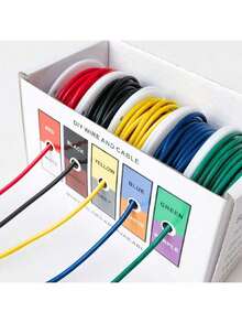 Juego de cables de cobre estañado de 18-26 AWG, bobina de cable trenzado, 5 colores (rojo, negro, amarillo, azul, verde), con aislamiento de silicona flexible, adecuado para DIY, automoción, hogar y cableado eléctrico - alta flexibilidad y durabilidad, cables electrónicos - Multicolor - Ver 16