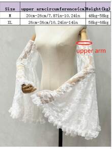 1 件套黑色蕾丝泡泡袖蕾丝花边深色哥特式新娘袖装饰套装秋季配饰 - 彩色 - 查看 7