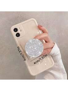 1pc Glitter Rhinestone Phone Bracket Flash Mobile Phone Push-Pull Bracket Creative Mobile Phone Push-Pull Integrated Folding Bracket Lazy Mobile Phone Back Sticker Bracket With 15 Pro Max And 14 Pro Max - Clear - View 5