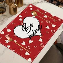 1 pieza Mantel individual con diseño de corazón, mantel de mesa de comedor, decoración navideña, mantel para desayuno, accesorio de cocina, mantel individual fácil de limpiar, adecuado para el hogar, restaurante, decoración de cocina y comedor - Multicolor - Ver 9