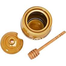 Creative Co-Op DA4177 - Olla con tapa y cuchara de madera para miel, color amarillo(Amarillo) - Multicolor - Ver 6