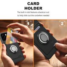 MX Designed For ZTE Blade A55/A35 Wallet Case With Ring Holder Shockproof Protective Phone Case Black - ZTEBladeA55A35Đen - Xem 3