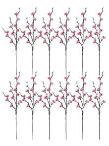 4/8 件粉色梅花仿真花 21.7 英寸假冬梅长茎塑料花家居酒店办公室婚礼派对花园装饰