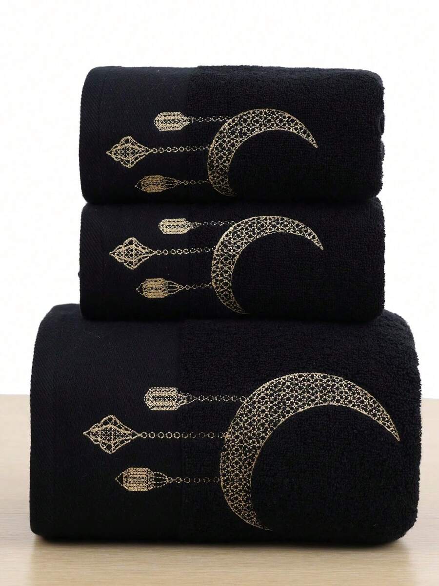 QIBHI 1/2/3件可選，純棉毛圈浴巾，刺繡歐洲花卉圖案，浴室毛巾或浴巾，柔軟吸水家居臉巾或浴巾，適用於浴室、酒店、健身房、旅行、禮品、返校、家居必需品、毛巾、護膚