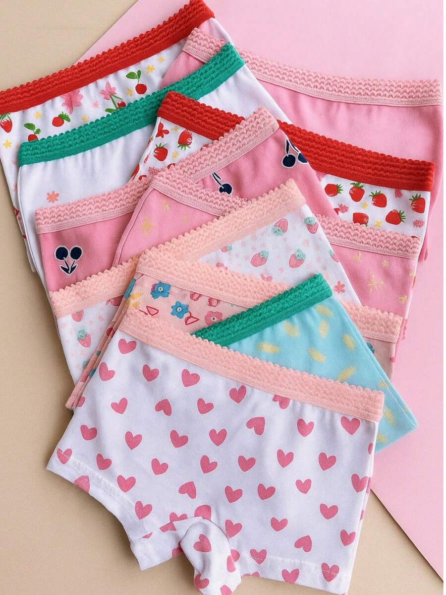 Set Of 10 Girls' Printed Cotton Shorts - 彩色 - 查看 1
