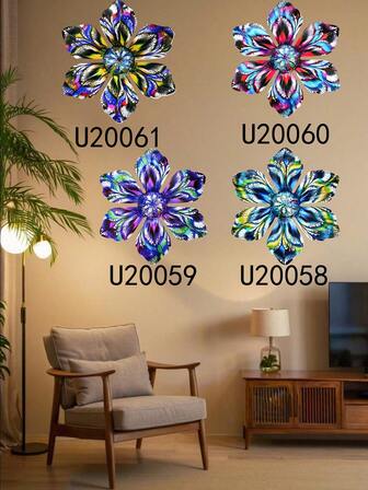 1PC (20-60cm), Colorful/Cross-Border Hot, Metal, Metal Patterned Flower Wall Decor, Artistic Bohemian Style, Detailed Multicolored Abstract-Patterned Flowers, Hits For Boho & Home Decor Lovers, Bohemian Art Theme – Perfect For Halloween/Christmas/Children's Day, Home Parties/DIY Projects/Housewarmings, Living Room/Bedroom/Studio/Balcony, Spring/Summer, Decorative Hanging.