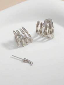 1 Pair Creative Personalized Funny Bone Design Front & Back Earrings For Women & Couples - Silver - View 4