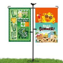 Heavy-Duty Garden Flagpole Stand, 48inch Powder-Coated Metal, Weather-Resistant, With Windproof Clamp And 2 Spring Clips, Outdoor Decor For Lawn And Garden