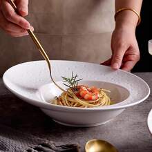 仏風スープ皿、高級創作ホテル麦わら皿、洋風スープ皿、パスタ皿、深皿、白洋食皿 - 10インチの斜めのボウル - チェックする 3