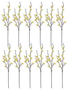 4/8pcs Artificial Flowers Yellow Plum Blossom 21.7'' Fake Winter Sweet Long Stem Plastic Flowers Home Hotel Office Wedding Party Garden Decor