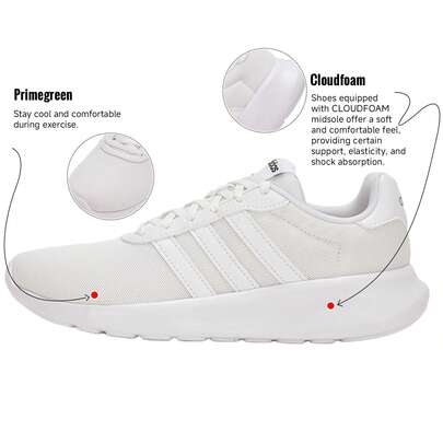 Adidas 女士 LITE RACER 3.0 跑步鞋，日常慢跑通勤运动鞋，城市公路训练鞋，休闲通勤轻便鞋，舒适减震户外休闲鞋 GW7955