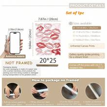 1幅装裱帆布墙画，粉色丘比特艺术，时尚心形，粉色嘴唇印花浪漫墙饰，粉色女孩装饰，情人节装饰，爱情装饰，结婚礼物，情人节海报，周年纪念装饰，现代家居装饰，房间装饰，宿舍装饰，卧室装饰，客厅装饰，浴室装饰，情人节海报，礼物，节日装饰 - 彩色 - 查看 13