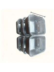 3 件 10.2 英寸带盖不锈钢烤盘，食物储存套装 - 方形，手工盖上，手洗 - 适合准备饭菜和户外野餐