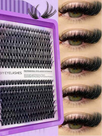 280 pestañas postizas de racimo denso de capa única, set de pestañas voluminosas 60D+80D. Pestañas de resort con curva en forma de D, de 10-18 mm de grosor, adecuadas para principiantes, perfectas para maquillaje diario, fiestas y Navidad.