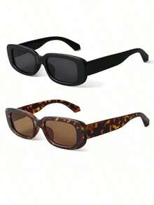 2pcs Rectangle  For Women Retro Driving Glasses 90's Vintage Fashion Narrow Square Frame  Protection - 2 CÁI - Xem 6