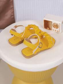 儿童时尚夏季鞋履,一体式水钻凉鞋,新款设计,时尚优雅,简约别致 - 黃色 - 查看 6
